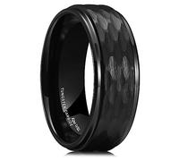 King Will 8mm Hammered Tungsten Carbide Rings for Men and Women Silver Brushed Engagement and Mens Wedding Band Comfort Fit, 59.4 (18.9), Metal, No Gemstone