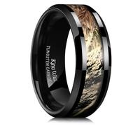 King Will 8mm Mens Black Tungsten Carbide Ring Camo Camouflage Mens Wedding Band Comfort Fit Wedding Band T(10)