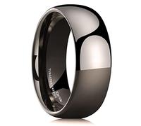 King Will 8mm Mens Tungsten Rings Wedding Band High Polish Finish Domed Black Tungsten Wedding Band for Men Women U 1/2 (10.5)
