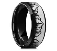 King Will 8mm Mens Wedding Band Black Plated Tungsten Wedding Ring for Men Mountain Tree Lasered Rings Size 7-14丨Nature Collection Z+1(13)