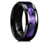 King Will 8mm Mens Wedding Band Tungsten Ring for Men Purple Shell Black Plated Engagement Ring Daily Wear P 1/2 (8)