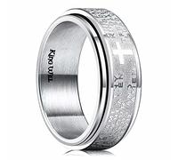 King Will 8mm Prayer Rotatable Ring Stainless Steel Ring Comfort Fit Wedding Band Rings For Men Women 13