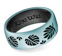 King Will 8mm Silicone Wedding Ring for Men Women Leaf Henna Pattern Flexible Elastic Band Comfort Fit, 64.7 (20.6), Silicone, No Gemstone