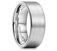 King Will 8mm Silver Mens Tungsten Wedding Rings Matte Brushed Finish Surface Pipe Cut Edge Polished Inner Wedding Band for Men Women 10.5