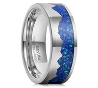 King Will 8mm Silver Mountain Tungsten Rings, Men's Wedding Rings Ring for Men Women, Comfort Fit, Durable, Size V 1/2 (11)