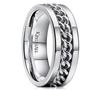 King Will 8mm Silver Spinner Ring Stainless Steel Fidget Ring Anxiety Ring for Men 7