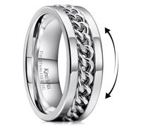 King Will 8mm Silver Spinner Ring Stainless Steel Fidget Ring Anxiety Ring for Men 8