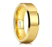 King Will 8mm Tungsten Carbide Wedding Band Ring for Men and Women - Black/Silver/Gold Matte Brushed Center Polished Finish Comfort Fit Couple Promise Ring, 69.7 (22.2), Non-precious metal