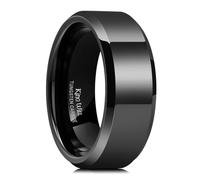 King Will 8mm Tungsten Carbide Wedding Band Ring for Men and Women - Black/Silver/Gold Matte Brushed Center Polished Finish Comfort Fit Couple Promise Ring, 67.2 (21.4), Non-precious metal