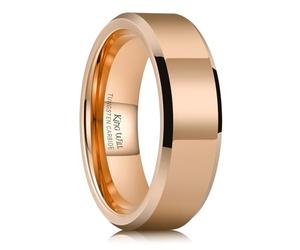 King Will 8mm Tungsten Carbide Wedding Band Ring for Men and Women - Black/Silver/Gold Matte Brushed Center Polished Finish Comfort Fit Couple Promise Ring, 67.2 (21.4), Non-precious metal, No