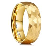 King Will 8mm Tungsten Wedding Rings for Men Gold Plated Hammered Texture Men's Wedding Band Gifts for Him Size 7-14 Comfort Fit丨Craftsman Collection V 1/2 (11)