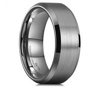 King Will 8mm Tungsten Wedding Rings for Men Gunmetal Plated Brushed Men's Wedding Band Gifts for Him Size 7-14 Comfort Fit S(9.5)