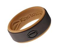 King Will 8mm Width 2.3mm Thick Black Silicone Wedding Ring for Men Women, Rugby Lasered Flexible Rubber Band, Breathable Comfort Fit for Active Lifestyle Gym Workout, X 1/2 (12)