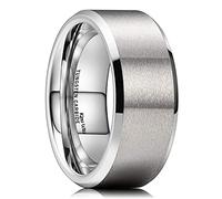 King Will 9mm Basic Wedding Ring For Men with Brushed Matte Surface Beveled Polished Edge Comfort Fit 9.5