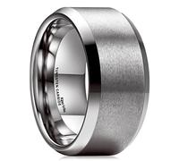 King Will Basic 10mm Tungsten Carbide Ring for Men Matte Polished Wedding Engagement Band Comfort Fit 12
