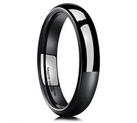 King Will Basic 4mm Men's Black Tungsten Carbide Ring Domed High Polished Comfort Fit Wedding Band X 1/2 (12)