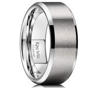 King Will Basic 5 mm / 7 mm Silver Titanium Ring Wedding Ring for Men Women Couple Ring Brushed / Matt Curved / Step Edge Comfort Fit, 64.7 (20.6), Non-precious metal, No Gemstone