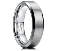 King Will Basic 5 mm / 7 mm Silver Titanium Ring Wedding Ring for Men Women Couple Ring Brushed / Matt Curved / Step Edge Comfort Fit, 54.3 (17.3), Non-precious metal, No Gemstone