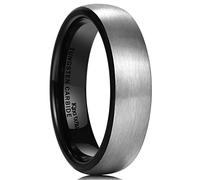 King Will BASIC 6mm Black Domed Brushed Tungsten Carbide Ring Men Women Wedding Band Comfort Fit Size 7
