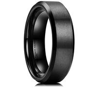 King Will Basic 6mm Black Tungsten Wedding Band Ring Matte Finish Center Beveled Polished Edge 9