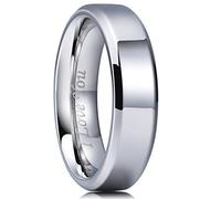King Will Basic 6mm Stainless Steel Ring Polished Plain Beveled Edge Wedding Band Laser Etched I Love You 10