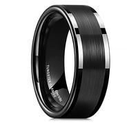 King Will BASIC 6mm Tungsten Carbide Wedding Ring, Brushed Center, Polished Engagement Rings, Size, 69.7 (22.2), Non-precious metal, No Gemstone
