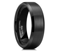 King Will BASIC 7mm Men Black Tungsten Carbide Wedding Ring Brushed Finish Beveled Polished Edge 13
