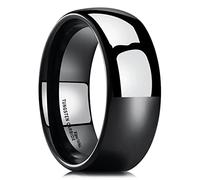 King Will Basic 8mm Men's Black Tungsten Carbide Ring Domed High Polished Comfort Fit Wedding Band N 1/2 (7)