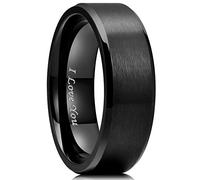King Will BASIC 8mm Stainless Steel Ring Black Plated Matte Finish&Polished Beveled Edge with Laser Etched I Love You(11.5)