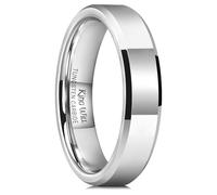 King Will BASIC Men 5mm Tungsten Carbide Wedding Ring Shiny Finish Plain Beveled Edge Engagement Band X 1/2 (12)