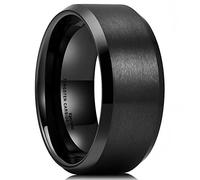 King Will BASIC Men Wedding Black Tungsten Ring 10mm Matte Finish Beveled Polished Edge Comfort Fit 8.5