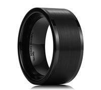 King Will Basic Men's 10MM Black Tungsten Carbide Ring Brushed Matte Wedding Engagement Band 11.5