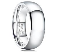 King Will Basic Men's 8mm Classic High Polished Comfort Fit Domed Tungsten Metal Ring Wedding Band P 1/2 (8)