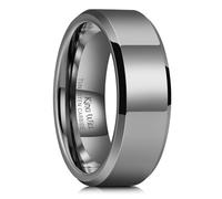 King Will BASIC Men's 8mm Gunmetal Tungsten Carbide Ring Polished Plain Comfort Fit Wedding Engagement Band, V 1/2 (11)