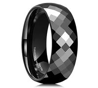 King Will Basic Men's High Polished Tungsten Carbide Ring, Comfort Fit Domed Wedding Band,Black Muti-faceted Cut 8mm,T 1/2(10)