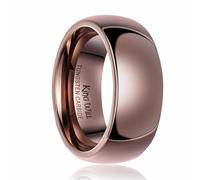 King Will Basic Men's High Polished Tungsten Carbide Ring, Comfort Fit Domed Wedding Band,Brown 8mm,R 1/2(9)