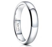 King Will Basic Men's High Polished Tungsten Carbide Ring, Comfort Fit Domed Wedding Band,Silver 4mm,Z+1(13)