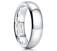King Will Basic Men's High Polished Tungsten Carbide Ring, Comfort Fit Domed Wedding Band,Silver 6mm,Z+1(13)