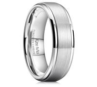 King Will Basic Men's Tungsten Carbide Ring 7mm Polished Beveled Edges Matte Brushed Finish Center Wedding Band 64.7 (20.6)