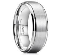 King Will Basic Men's Tungsten Carbide Ring 8mm Polished Beveled Edge Matte Brushed Finish Center Wedding Band 12