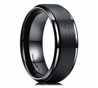 King Will BASIC Men's Tungsten Carbide Ring 8mm Polished Beveled Edge Matte Brushed Finish Center Wedding Band 11.5