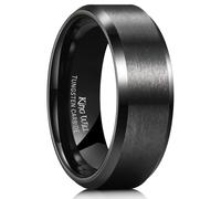 King Will BASIC Promise Women Men Wedding Black Tungsten Carbide Ring 8mm Matte Finish Beveled Polished Edge Comfort Fit 9