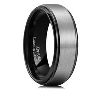King Will Basic Tungsten Ring for Men 8mm Black Tungsten Wedding Band Matte Brushed Finish Step Edge Comfort Fit 11