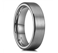 King Will Black Silver Tungsten Wedding Ring for Men - 6mm 8mm 12mm Brushed Flat Edge Comfort Fit Durable Men's Jewellery Gift, 62.2 (19.8), Tungsten Carbide, No Gemstone