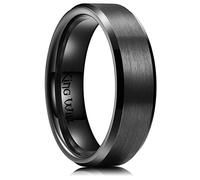 King Will Black Titanium Wedding Ring for Men Women-6mm Width Wedding Band Brushed Center Engagement Ring Beveled Edge Design Comfort Fit Size T 1/2 (10)