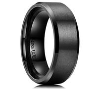 King Will Black Titanium Wedding Ring for Men Women-8mm Wedding Band With Matte Finish Beveled Polished Edge, Comfort Fit for Everyday Titanium Ring Size X 1/2 (12)