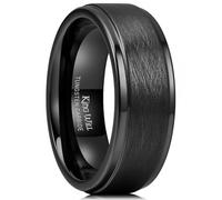 King Will Classic 8 mm Tungsten Carbide Ring Black Brushed with Two Grooves in the Middle Men's Wedding Ring 67.2 (21.4)