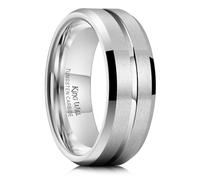King Will CLASSIC Silver 8mm Matte Finish Men's Tungsten Ring Wedding Band Comfort Fit O 1/2(7.5)