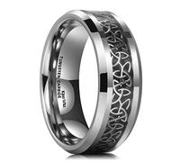 King Will Classic Tungsten Carbide Ring Inlay Celtic Knot 8mm Wedding Band for Men Engagement Ring Comfort Fit 11.5, Black & Silver-Celtic, W 1/2(65.91mm)