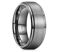 King Will Classic Tungsten Wedding Band for Men, Polished Finish Step Edge Matte Rings Comfort Fit,Gunmetal Grey,8mm,V 1/2(11)
